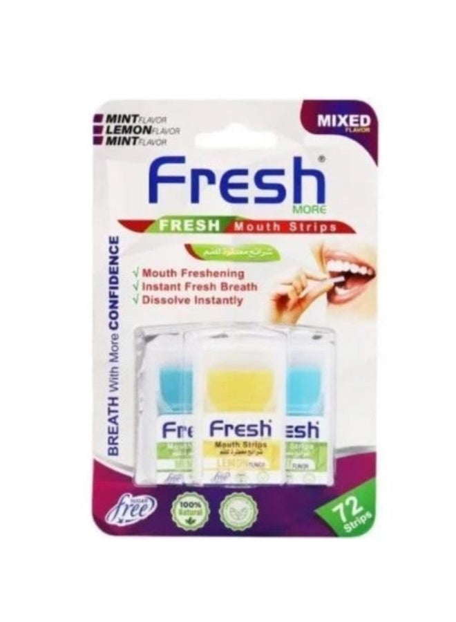 Instant Fresh Breath Dissolvable Oral Strips Mint and Lemon 72 Pieces
